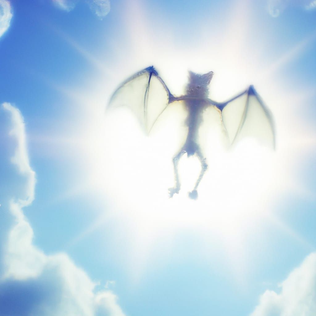 Ethereal Fluffy Fruit Bat Skeleton in Divine Light