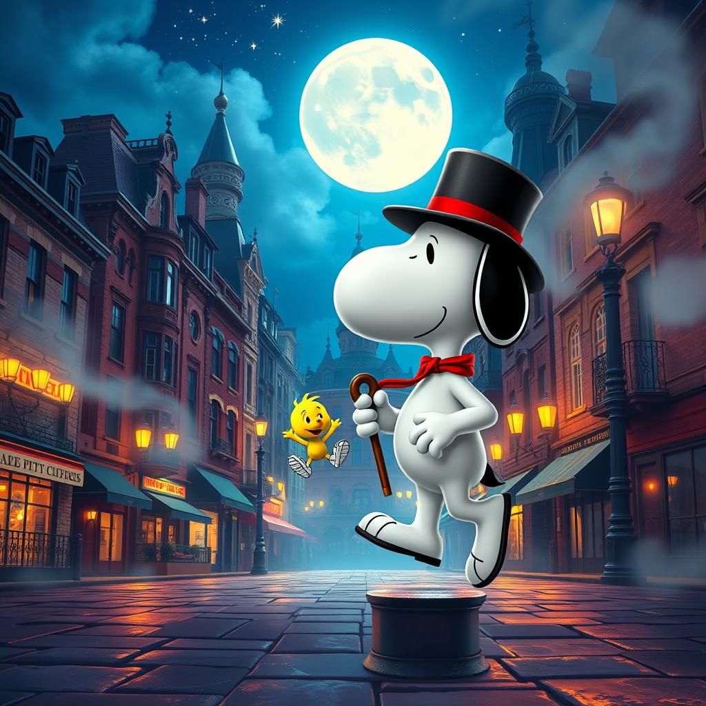 Snoopy and Woodstock Tap Dancing in Steampunk City