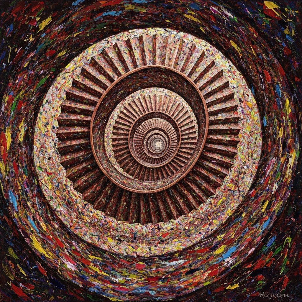 Vertigo Staircase as Expressionistic Palette Knife Art