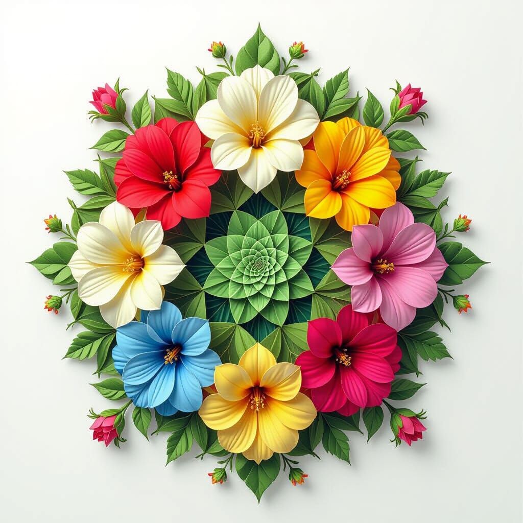 Blooming Flowers in Swirling Fractal Geometry