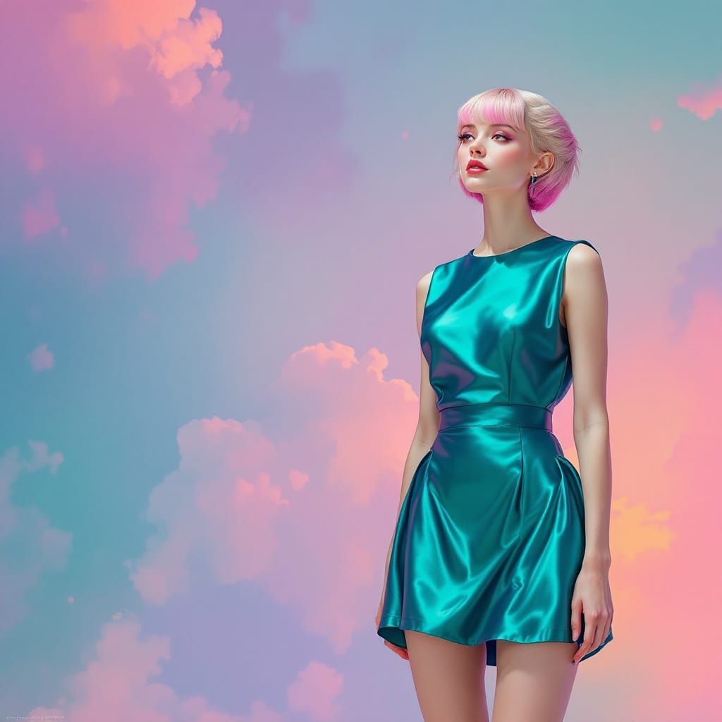 Goddess Watches Sky Collapse in Magical Realism Style