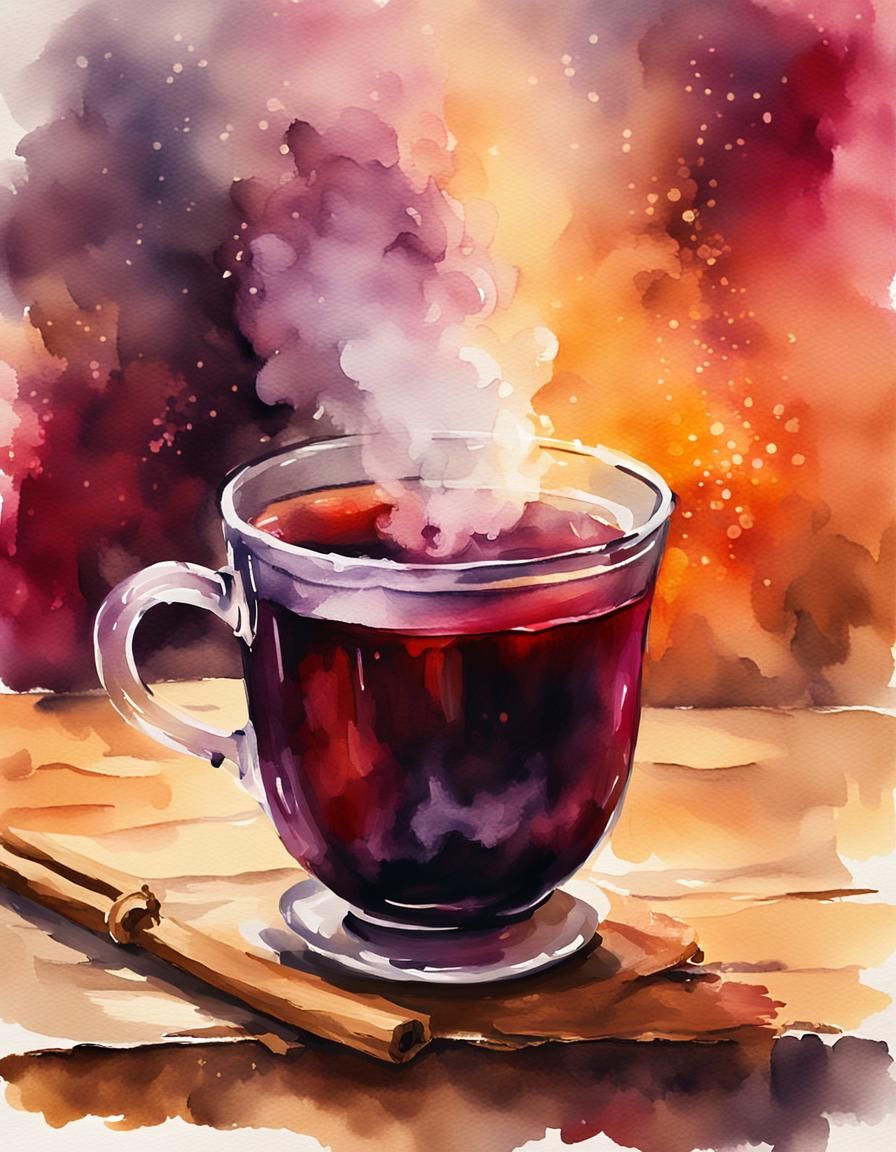 Warm Mulled Wine in Soft Watercolor