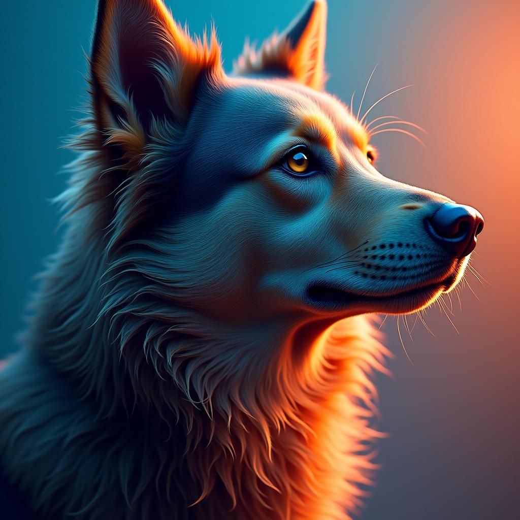 Majestic Dog Portrait in Hyperrealistic Splash Art Style