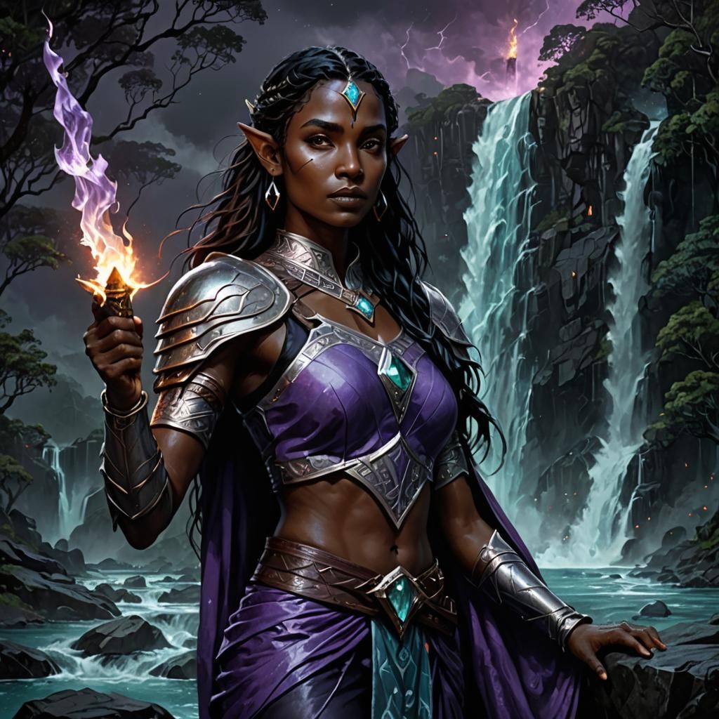 Elven Guard in Stormy Night: A Matte Painting