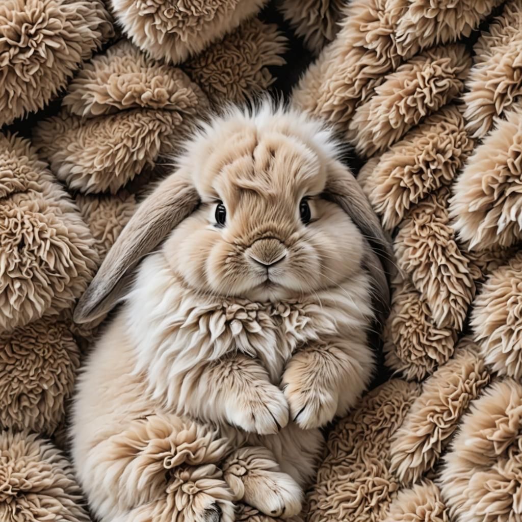 Insidiously Cute Fluffy Bunny Hugging Itself