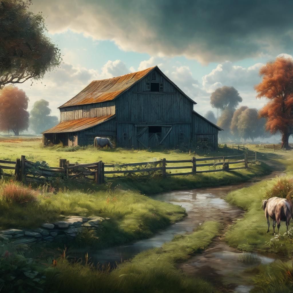 Pony in Pasture: Detailed Watercolour Painting