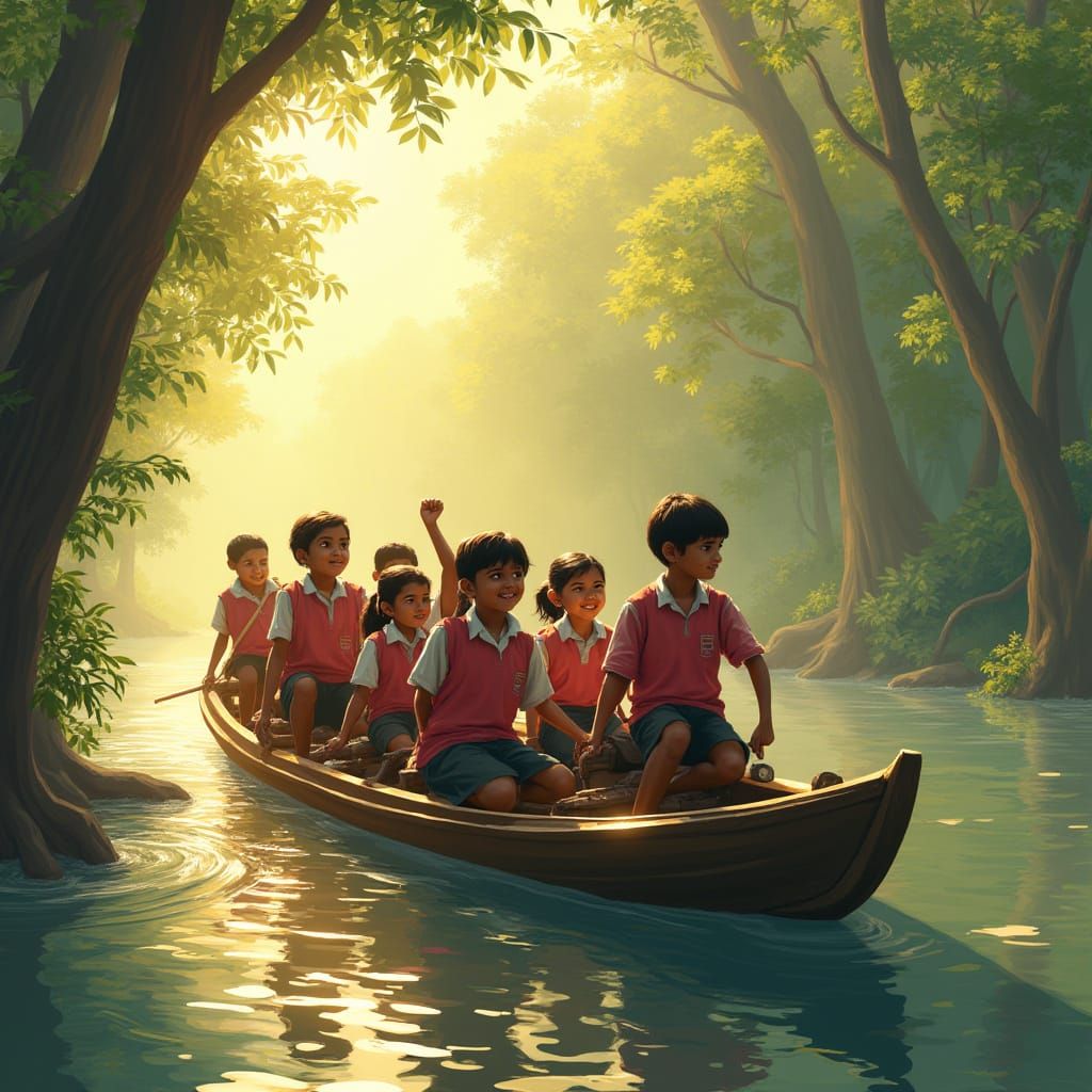 Karnaphuli River Motor Launch in Retro-Futuristic Style