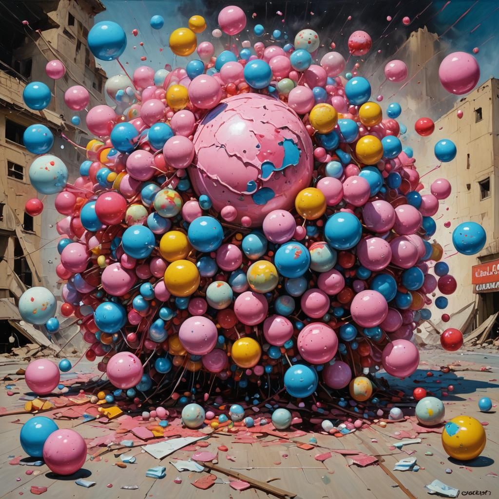 Earthquake Bubblegum: Oil Painting in Gurney Style