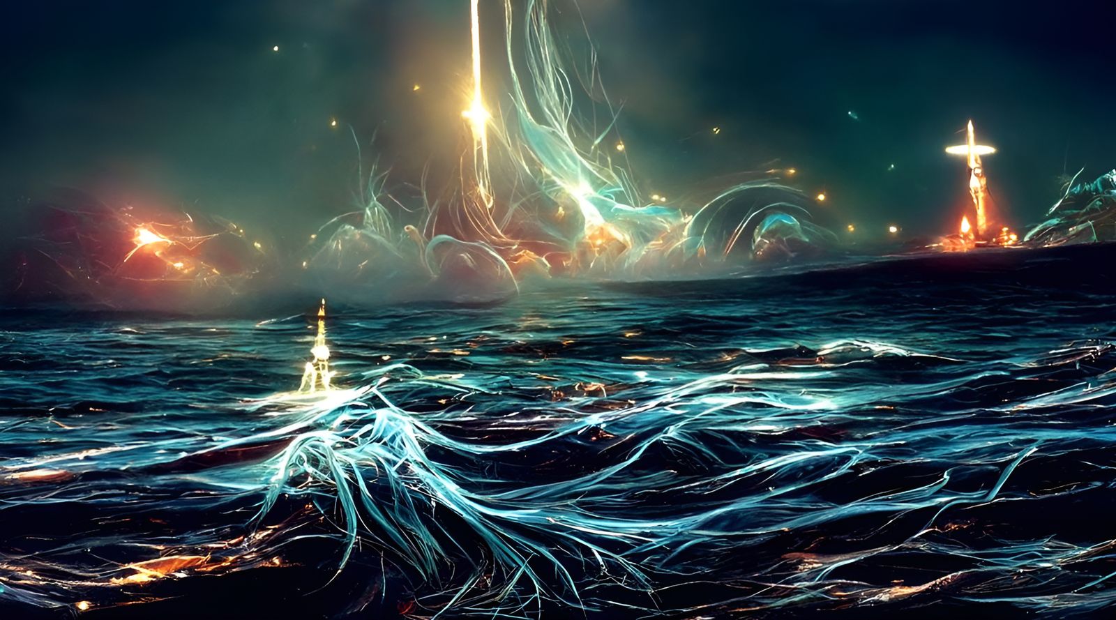 Heavenly Seascape Photoillustration in Expressionist Style