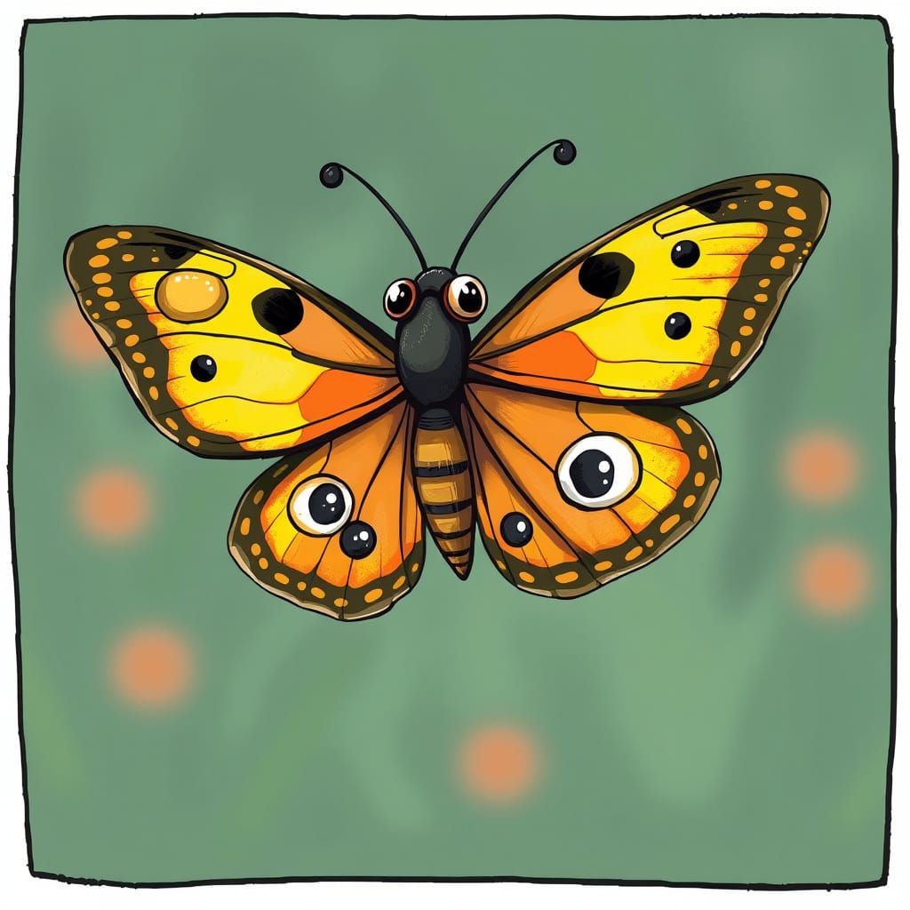 Cross-Eyed Butterfly Cartoon Image