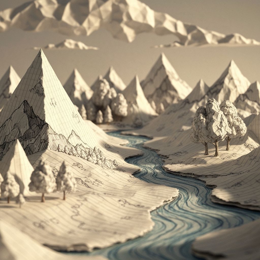 Surreal Paper Landscape in Warm Afternoon Light