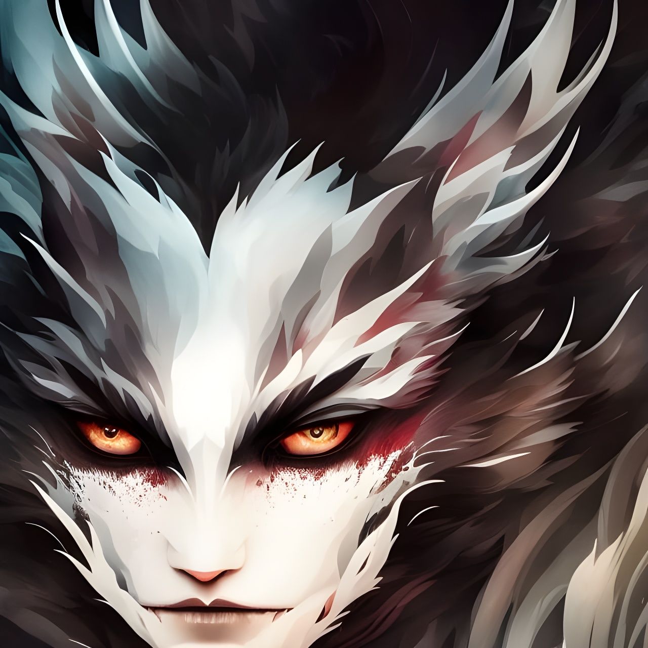 Sinister Werewolf Portrait in Gothic Noir Style