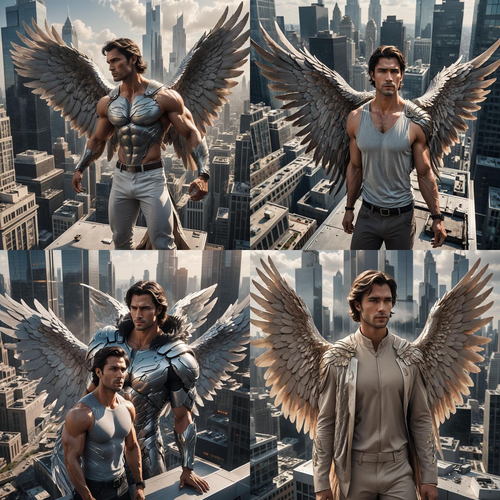 Hyperreal Angel Over Futuristic Cityscape