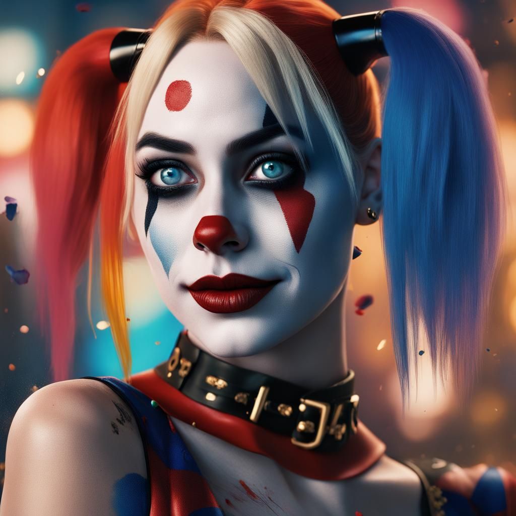 Harley Quinn Splash Art in Gustav Klimt Style