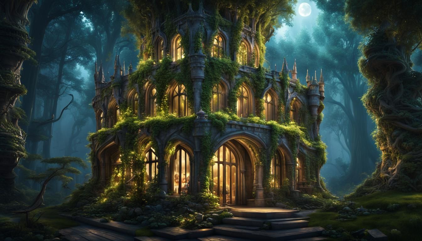 Fantasy Castle in Magical Forest Concept Art