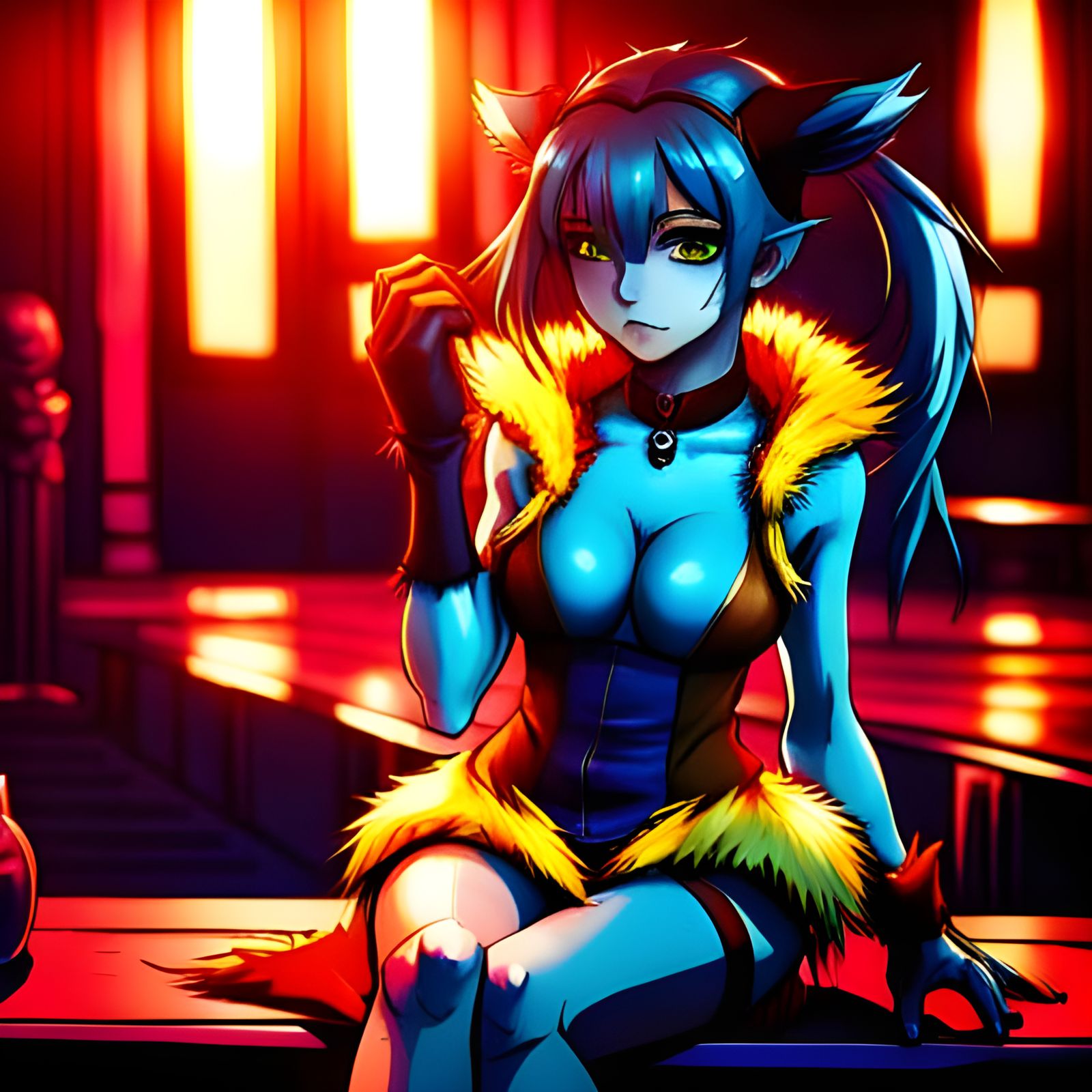 Beautiful Werewolf Girl in Manhwa Style