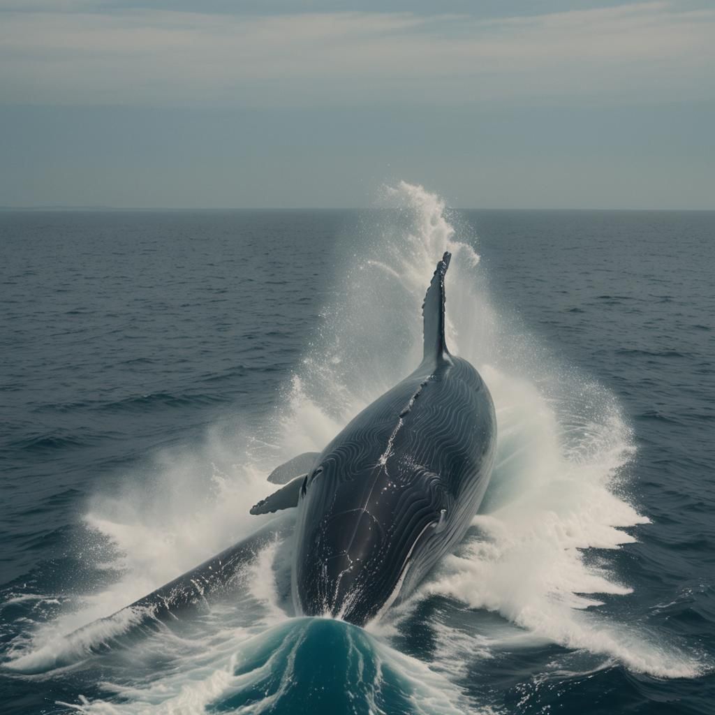 Blue Whale Leaps Over Speedboat in Golden Light