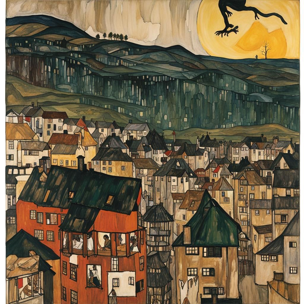 Surrealist Kangaroo Fairytale, Expressionist Naive Art