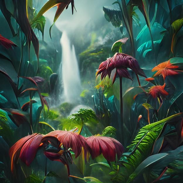 Enchanted Waterfall: A Fantasy Illustration