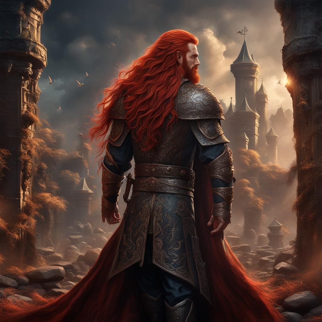 Fantasy King with Red Hair, Detailed Matte Painting