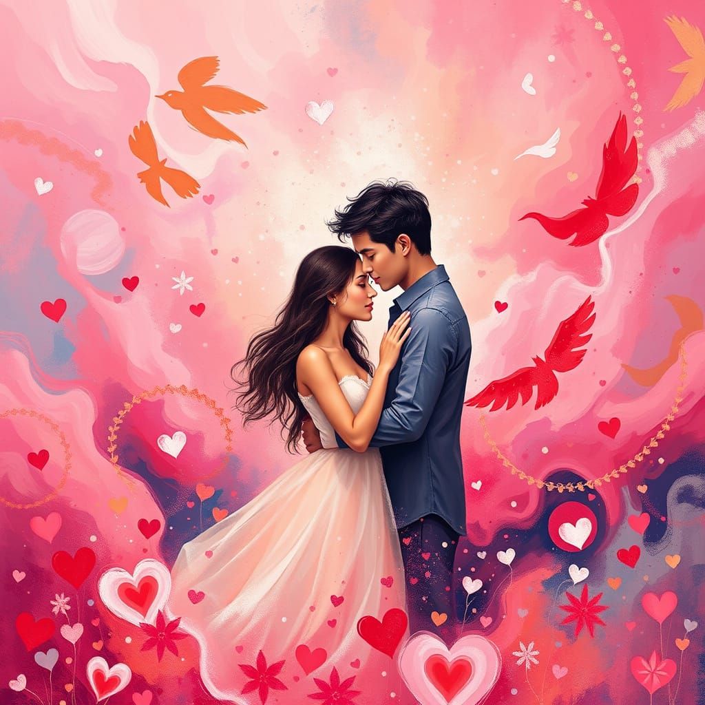 Love's Whimsical Celebration in Vibrant Colors