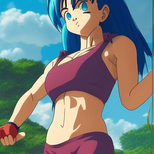 Bulma Bikini Art: Dragon Ball in Studio Ghibli Style