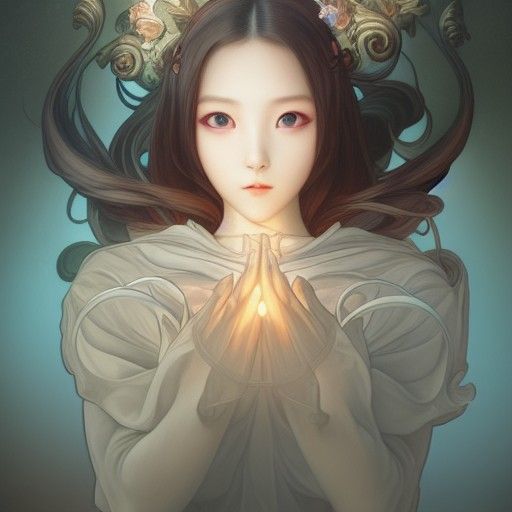 Sinister Goddess Portrait in Ornate Digital Art