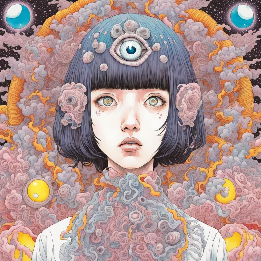 Psychedelic Third Eye in Shintaro Kago Style