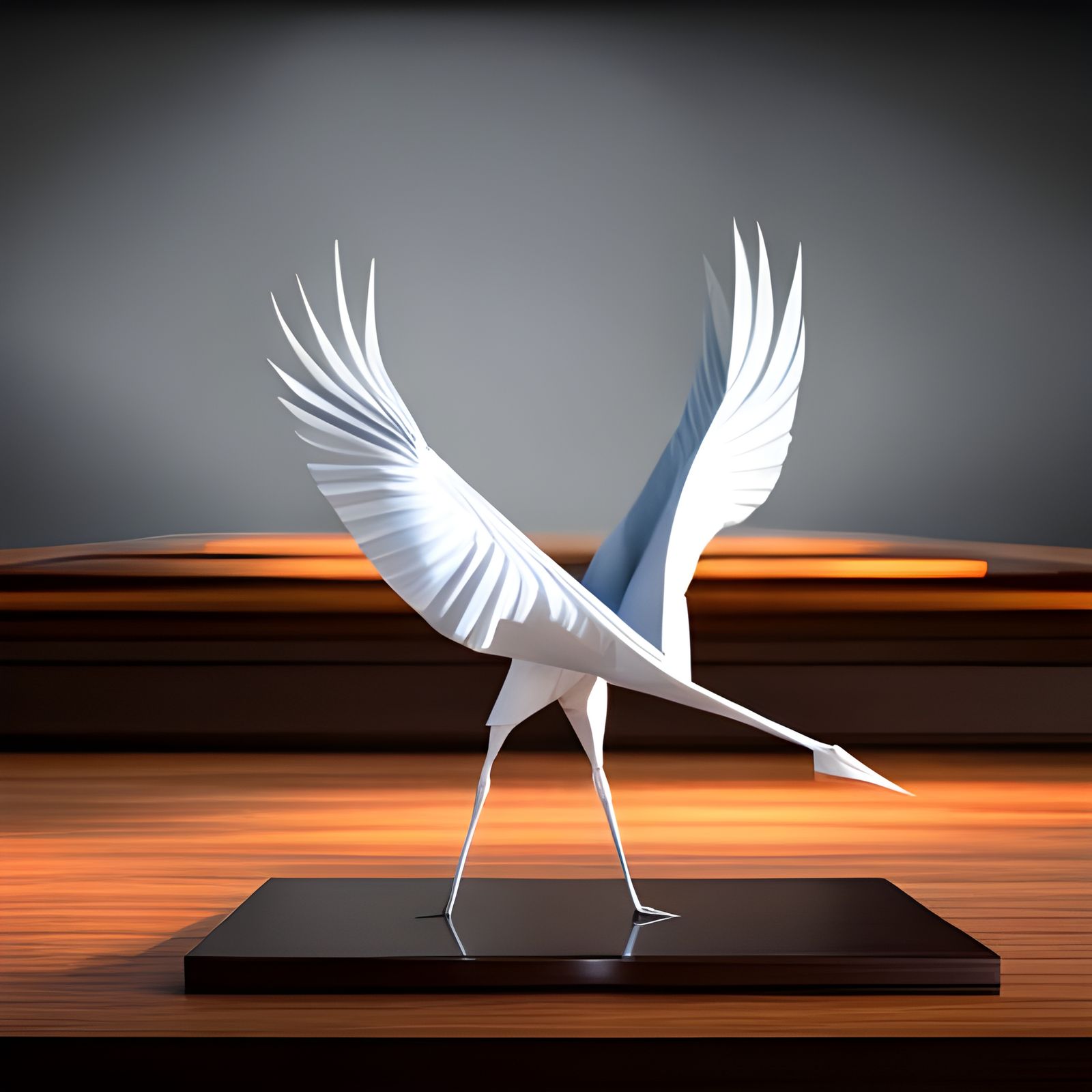 Detailed Origami Cranes on Antique Desk