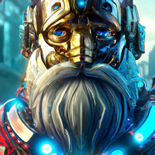 Robotic Santa Portrait in Hyperdetailed Style