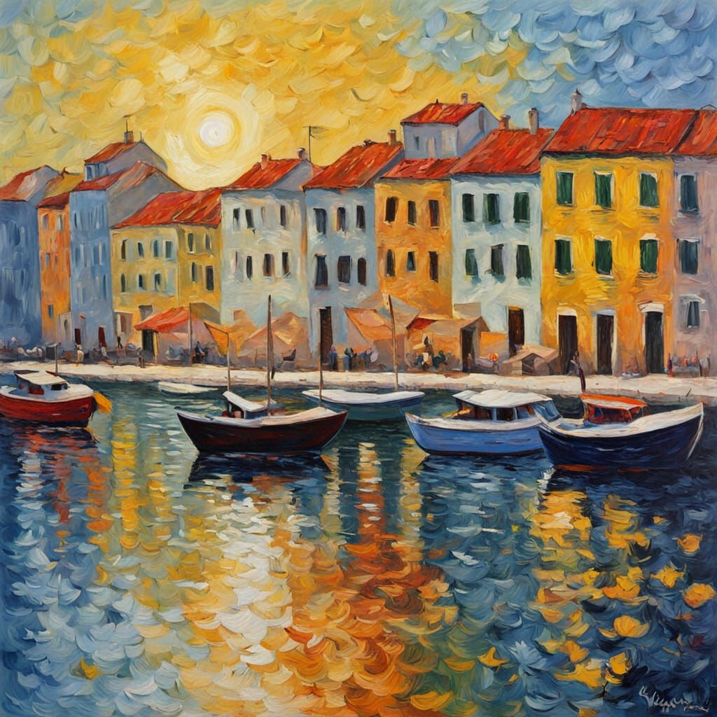 Vibrant Zadar Old Town in Neo-Impressionist Style