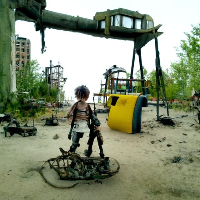 Post-Apocalyptic Playground with Child