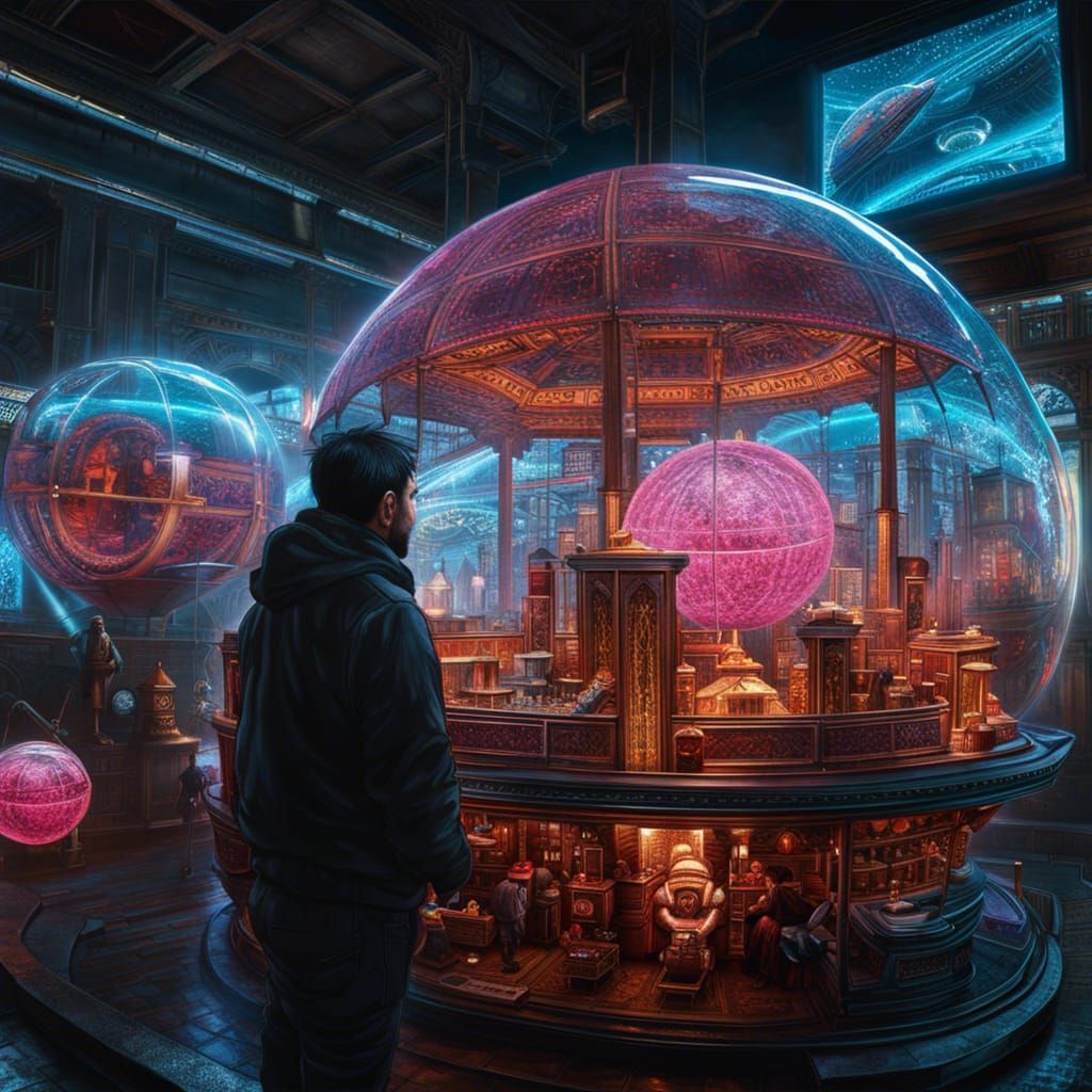 Futuristic Neon Glass Domes: A Digital Illustration