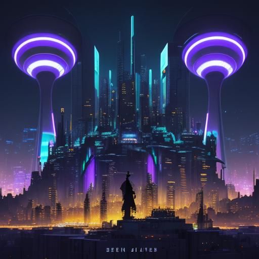 Cool Cats Playing Jazz in a Futuristic City