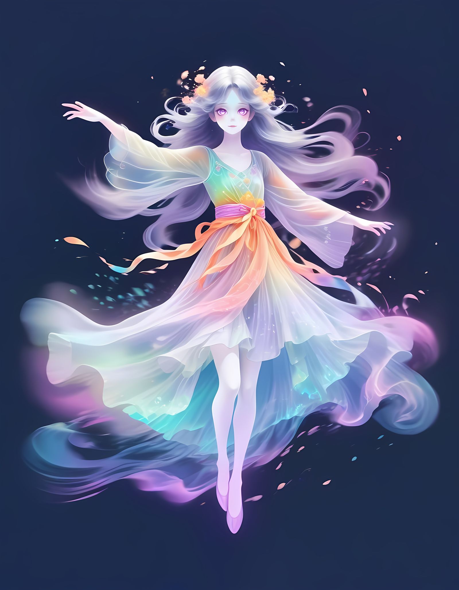 Ethereal Anime Ghost in Fluorescent Colors