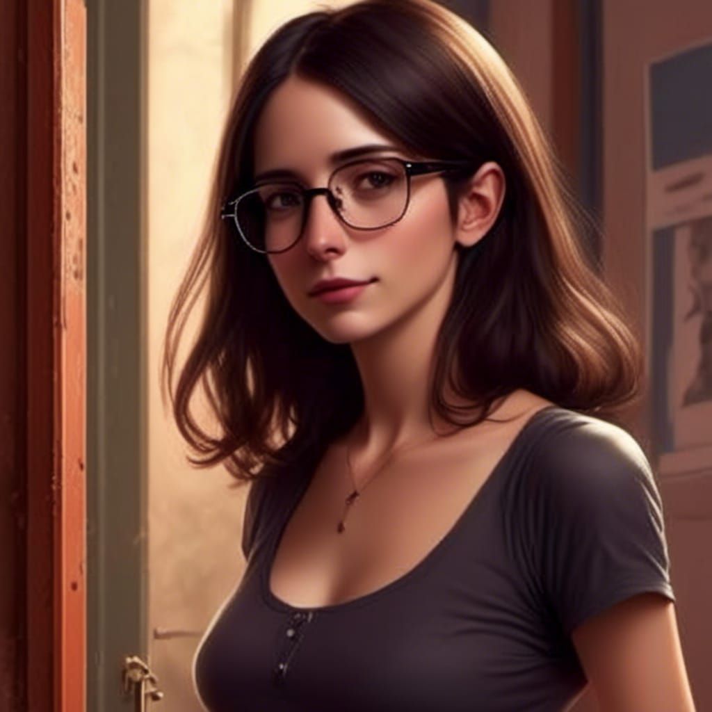 Dramatic Portrait of Woman with Glasses in Hyperrealistic St...
