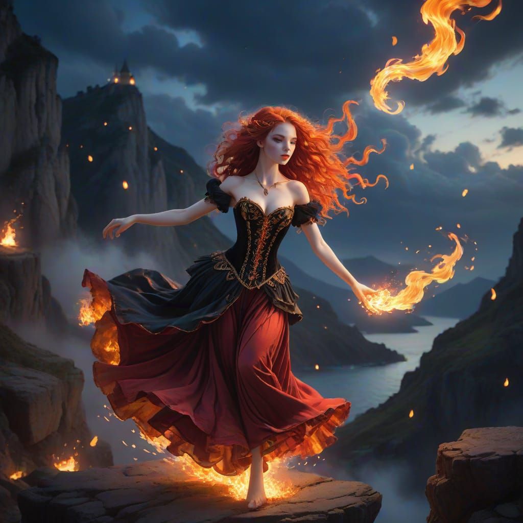 Fiery Mage Dancing in Moonlight: Anime Realism