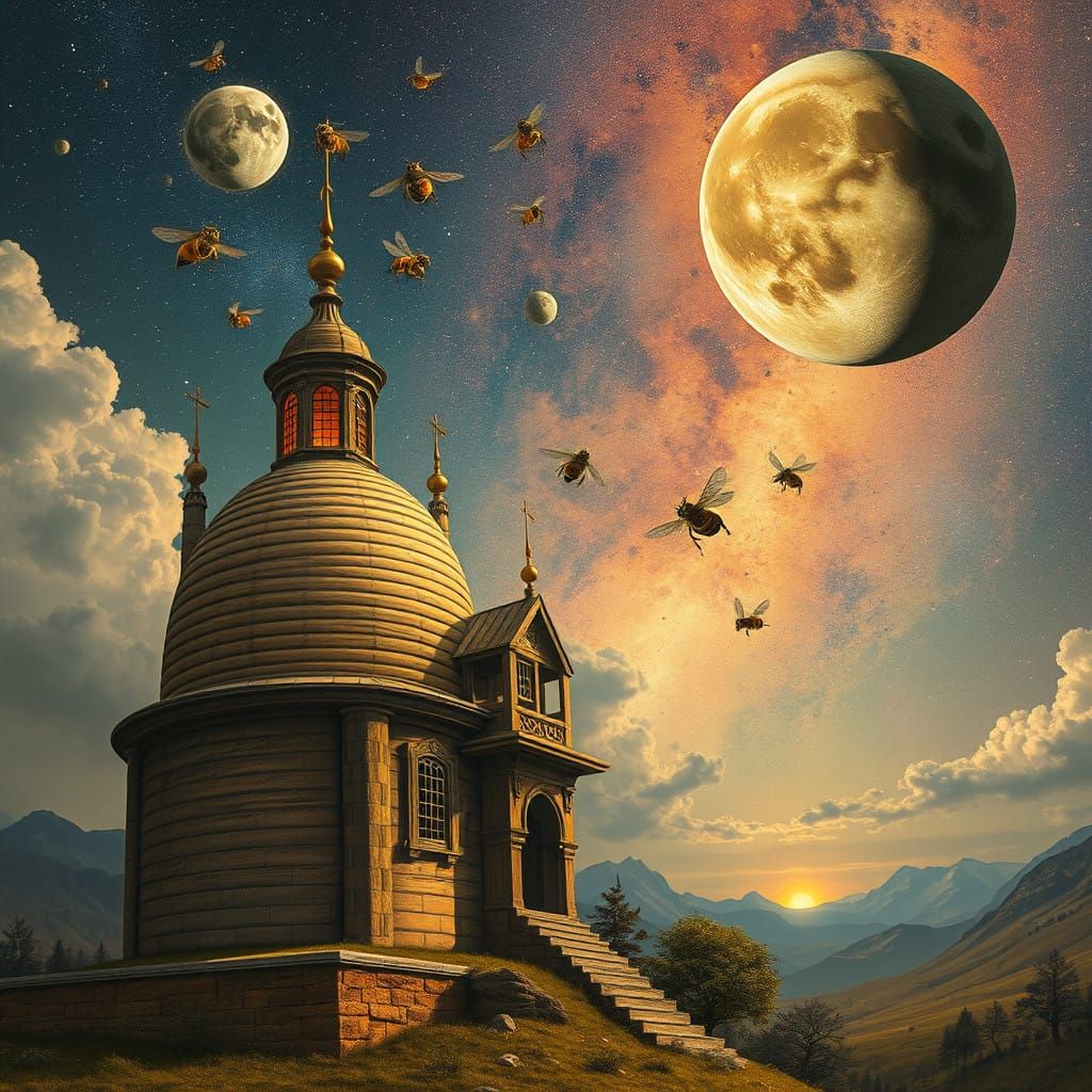 Guardian of a Starry Planet in a Honeycomb Palace