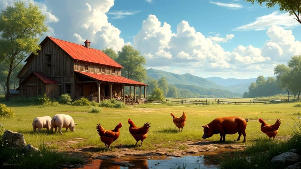 Rustic Farmyard in a High Fantasy Setting