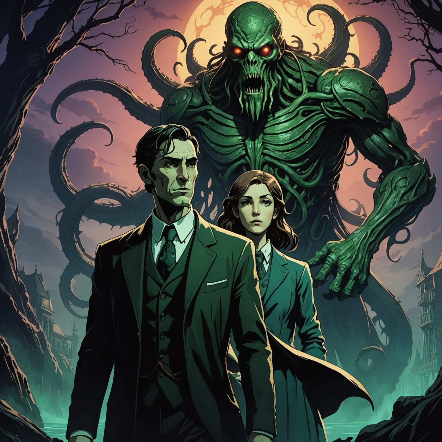 Cthulhu in Anime Style, Cel-Shaded Art