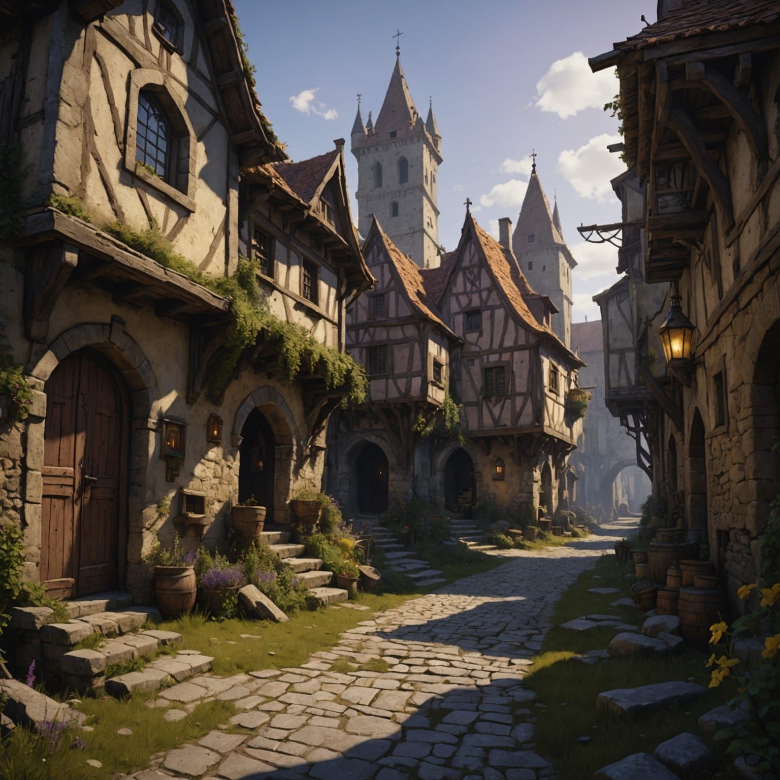 Dark Fantasy Medieval Village in 8K Resolution