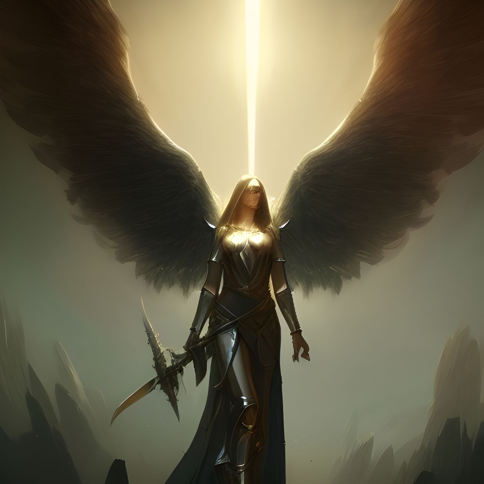 Angel Knight in Dark Fantasy Style