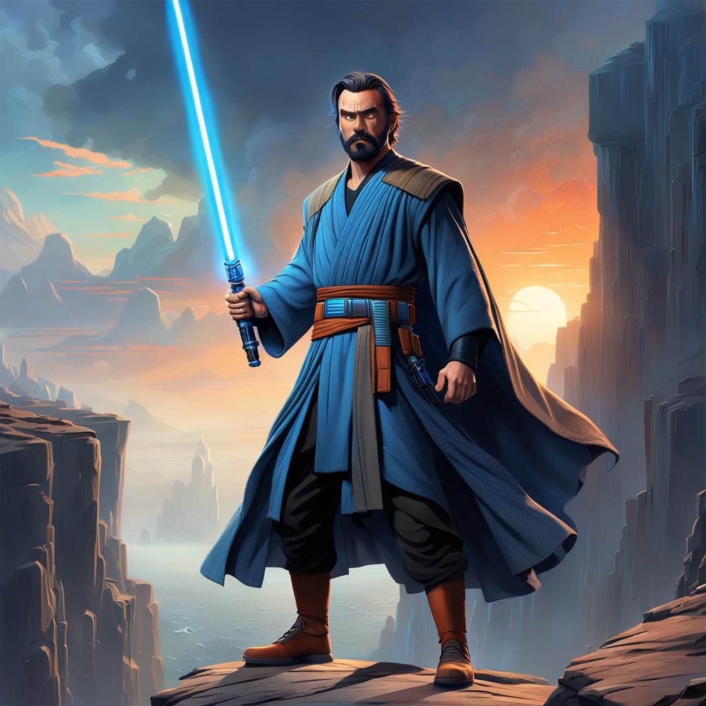 Heroic Jedi with Lightsaber: Pixar-Style Concept Art
