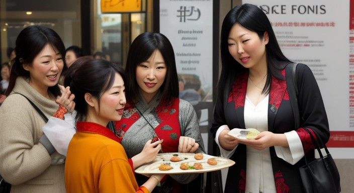 Asian Women Delighted by Lucky Fortune Cookie