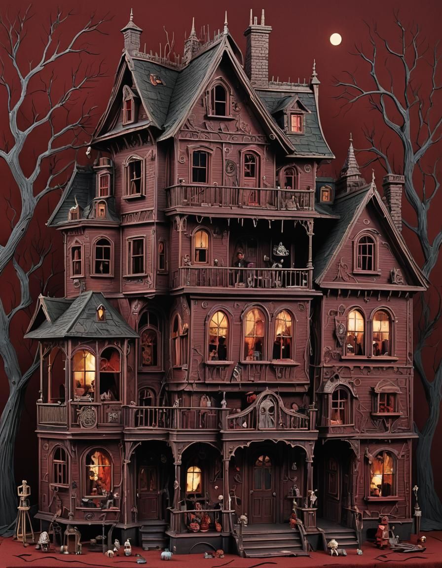 Eerie Dollhouse Design in Macabre Style