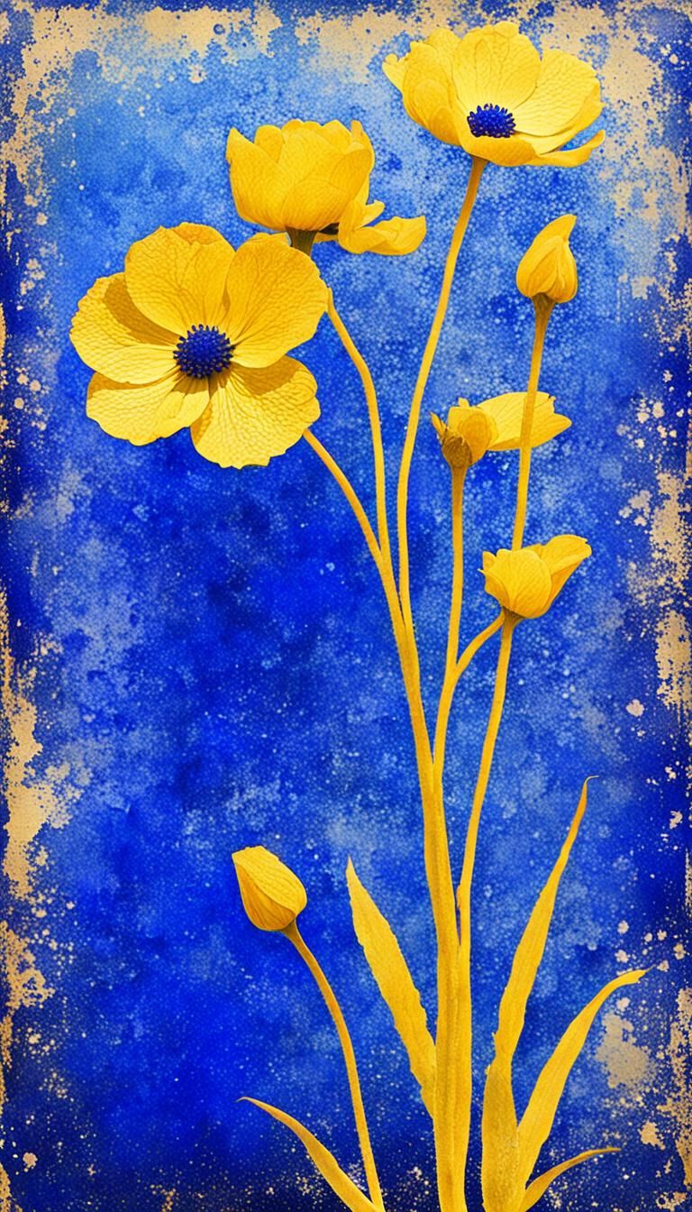 Minimal Floral Surreal Ethereal Art in Ultramarine