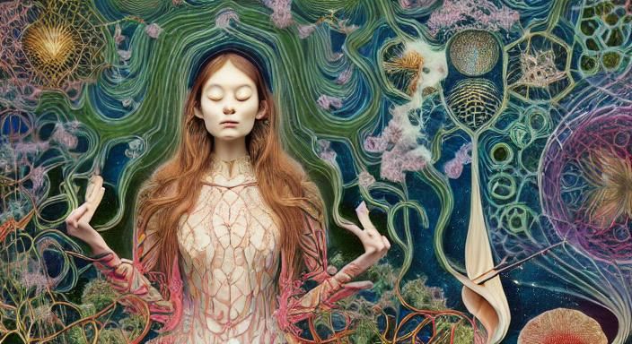 Surreal Composition on Robotic Keyboard in Oil Painting Styl...