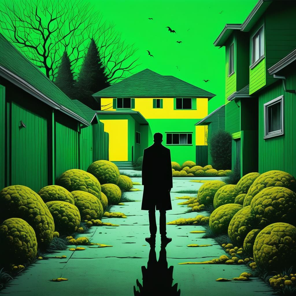 Abstract Vampire Lurking in Suburbia: Horror Art
