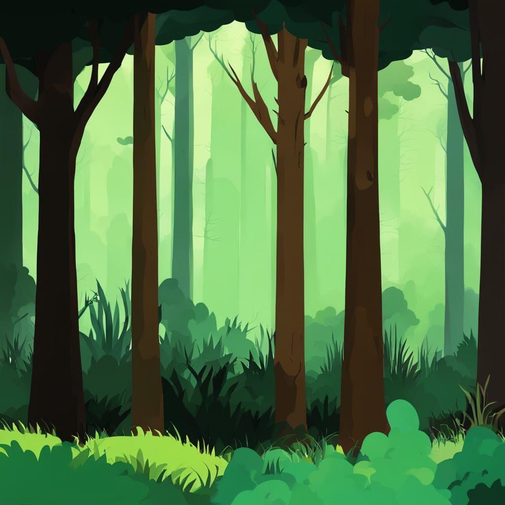 Whimsical Forest Scene in a Vintage Style