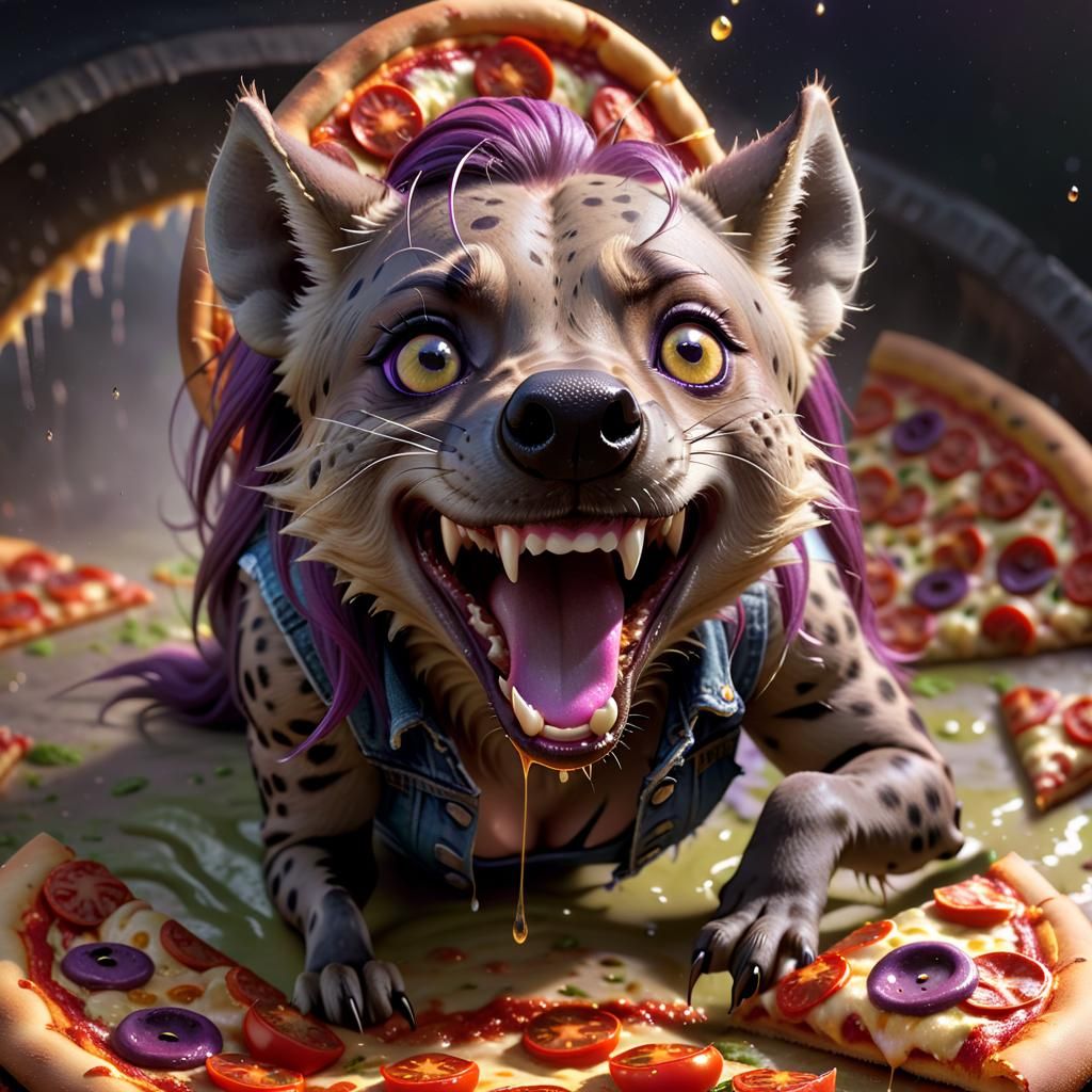 Sewer Hyena Spins Pizza Dough in Cinematic Style